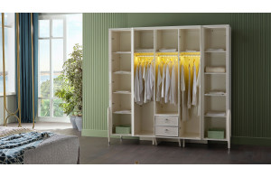 Пятистворчатый шкаф Gravita (Гравита) GRAV-33 слоновая кость